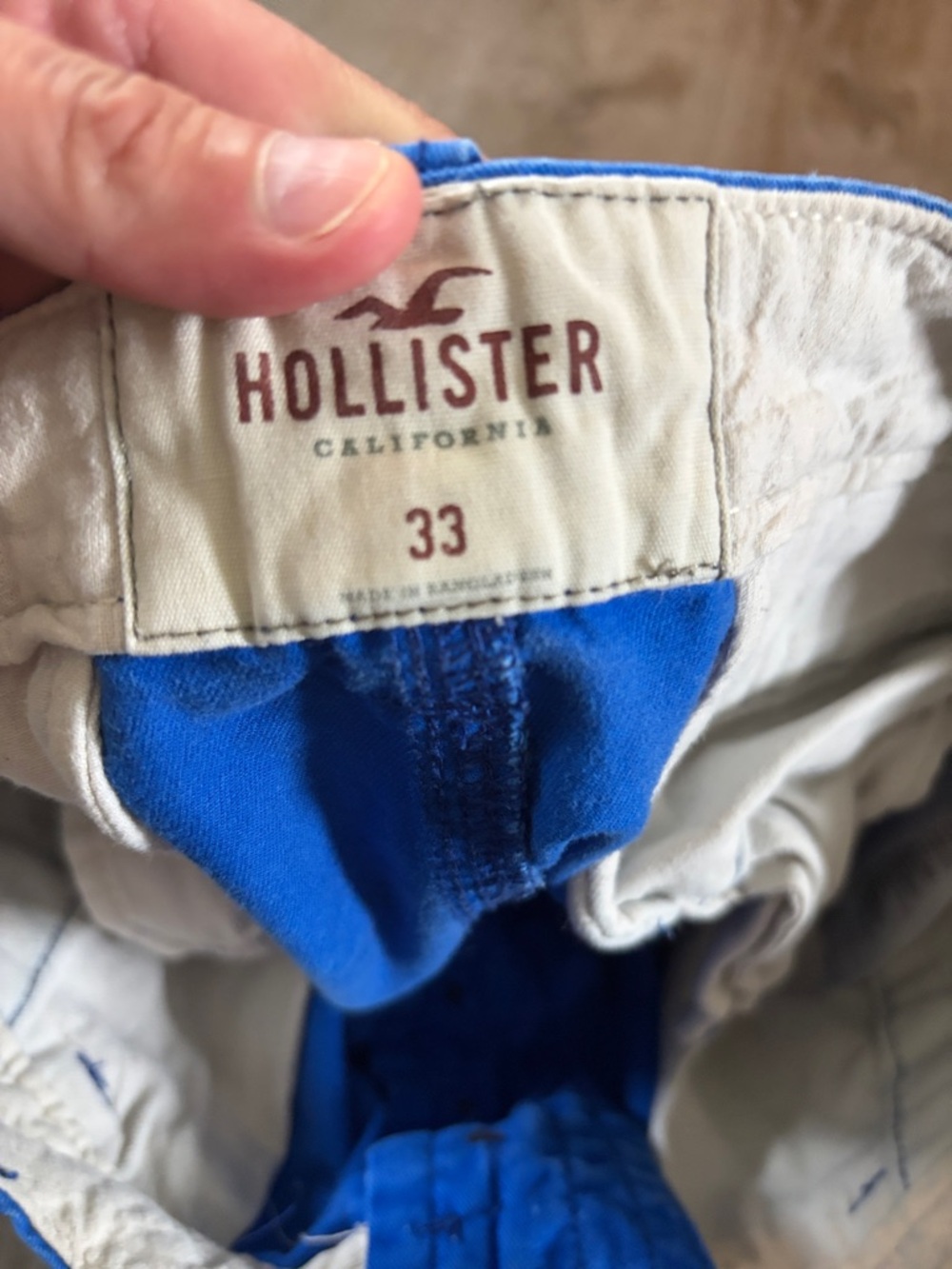 Hollister California Men’s Classic Chino Shorts Blue Size 33 - Picture 2 of 6